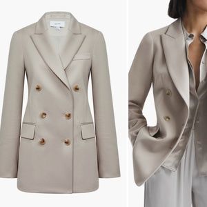 REISS - Astrid Double Breasted Stretch Wool Blend Blazer